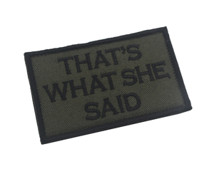 Đó là những gì cô ấy nói hài hước nói thêu kaki màu xanh lá cây vải thư nhãn vá dính trên vest đồng phục vá - Product Image 5