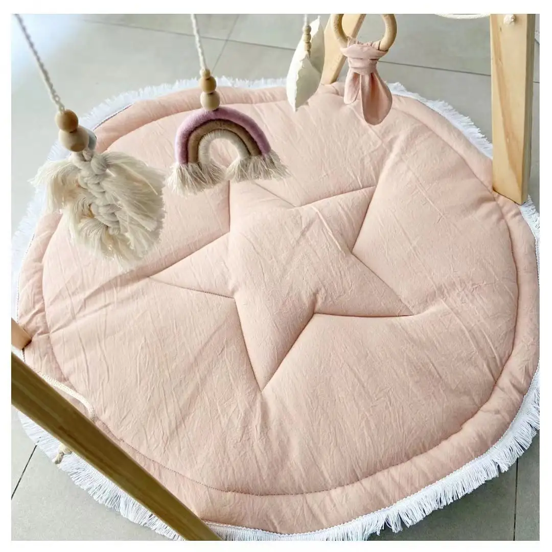 Tappetini da gioco per bambini pavimento rotondo in morbido cotone biancheria da letto per bambini coperta in pizzo tappetino per gattonare giocattoli per la decorazione della scuola materna della camera dei bambini