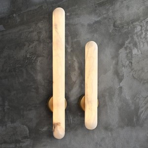 Lámpara de Pared LED de Latón y Alabastro, Moderna y Lujosa, <span class=keywords><strong>para</strong></span> Dormitorio, Baño, Aplique de Mármol Español, Luz Cálida de 3000K, 3 Años de Garantía - Product Image 1