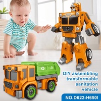 Robot transformasi mobil kustom, mainan Robot transformasi sanitasi kendaraan rakitan DIY
