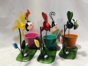 กระถางต้นไม้รูปกังหันลมโลหะสีเขียว งานฝีมือเคลือบสีฝุ่น ตกแต่งสวน ขนาด 38x14x43 ซม. - Product Image 2