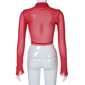 FS9681A New Arrival Clothes <strong>Women</strong> Fashion Streetwear Long Sleeve <strong>Red</strong> <strong>T</strong> <strong>Shirt</strong> - Product Image 6