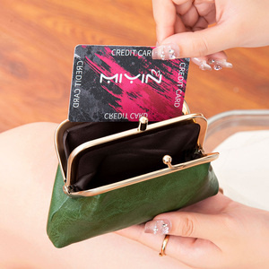 Retro doppio strato <span class=keywords><strong>clip</strong></span> sul portafoglio della moneta, mini borsa di stoccaggio della moneta di cuoio delle donne, piccolo portafoglio alla moda di colore solido - Product Image 2