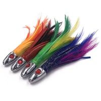 5 Zoll 18 G Tonfischfedernkopf Trolling Angeln Tintenfischköder mit Oktopus Tintenfisch-Rock Salzwasser Ozean Strand Angeln Köder