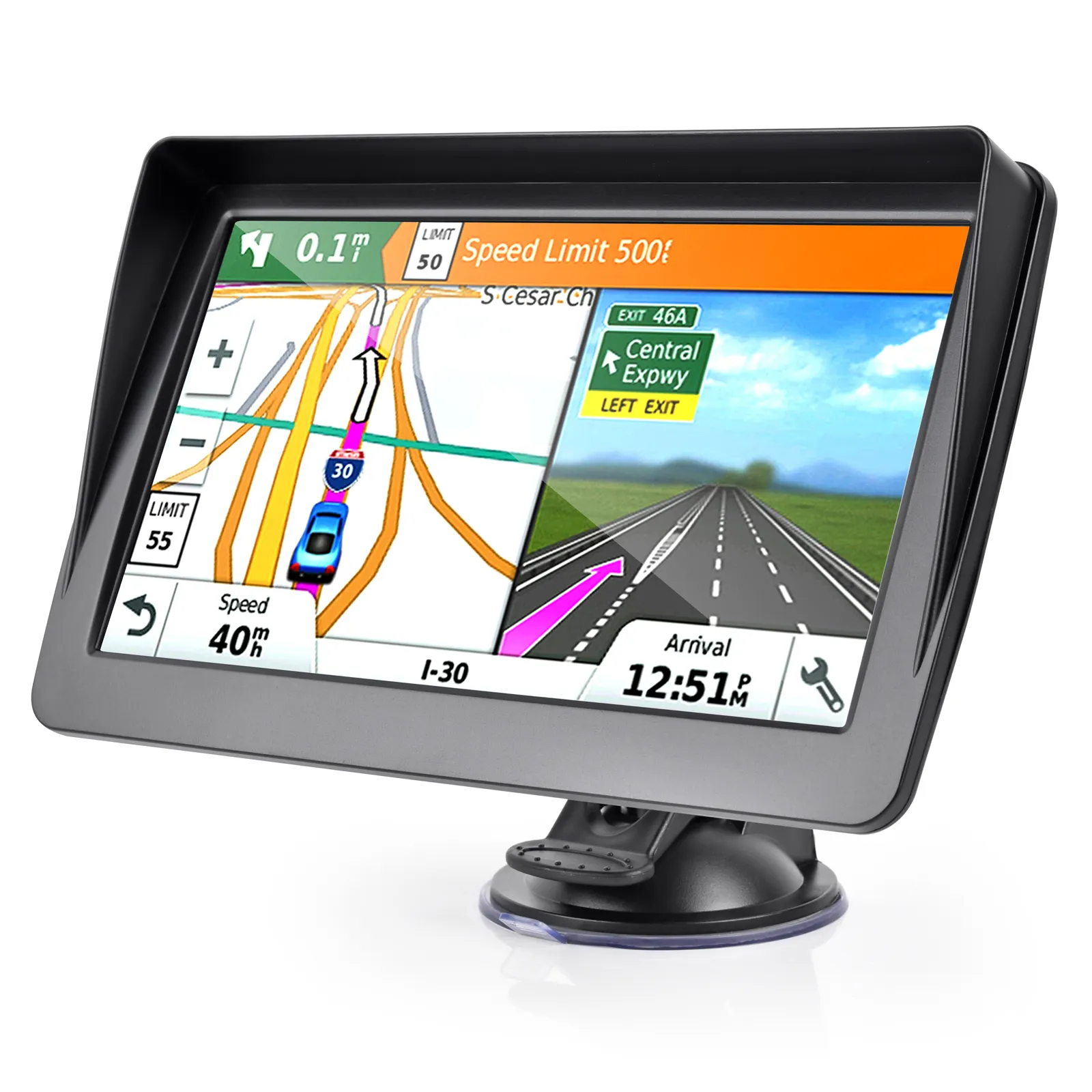 Reproductor de coche con pantalla táctil de 7 pulgadas, navegación GPS para coche con mapas gratuitos Wince 6,0, navegación GPS para camión, navegador GPS para coche