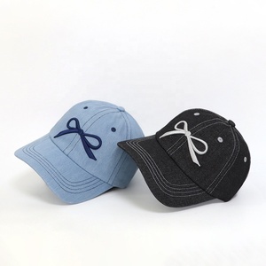 Casquettes de baseball décontractées en jean délavé vintage à 6 panneaux avec logo brodé personnalisé pour <span class=keywords><strong>femme</strong></span> – Vente en gros à prix réduit - Product Image 6