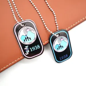 Baby Pink Blue Jack et Jill étiquette de chien de forme ronde lettres grecques porte-clés en métal gravé personnalisé étiquette de chien en métal