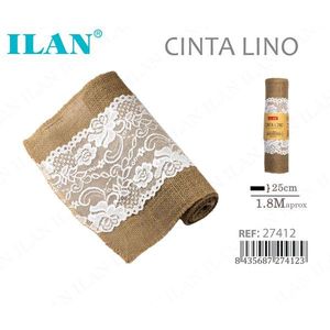 ILAN Nastro di Lino 25 Cm X 1,8 M con Pizzo Decorativo per Artigianato e Decorazione - Product Image 1