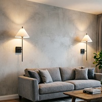 Lampe murale de chevet, lumière d'ambiance pour couloir, magasin de vêtements, restaurant, maison d'hôtes, style Wabi-Sabi, tissu, protection oculaire, LED, fer