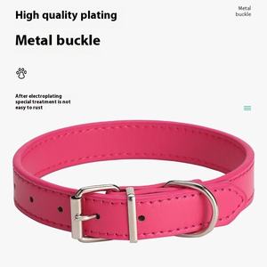 Collar de perro de cuero PU ajustable de lujo con hebilla de Metal anillo en D cinturón de collar de entrenamiento de estilo Simple moderno para perros y gatos - Product Image 4
