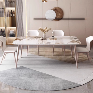 Phổ Biến Thiết Kế Phòng Ăn Đồ Nội Thất Ánh Sáng Sang Trọng Dài Bàn Ăn Màu Tím Vòng Bàn Ăn Đặt Cho 6 - Product Image 2