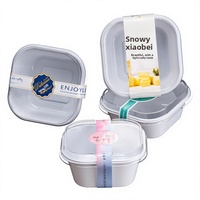 Emballage transparent carré style influenceur pour gâteaux au tofu au lait de coco, boîte à petit gâteau, pudding et desserts moelleux