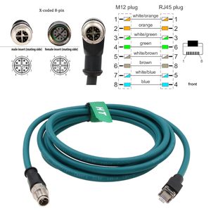 HangTon Ethernet <b>Cable</b> M12 X-coded 8-pin to <b>RJ45</b> CAT7e for Machine Vision Sensor Network Industrial Switch - Product Image 3