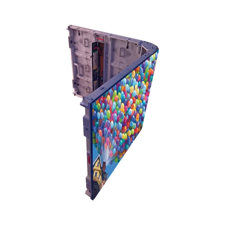 شاشة عرض جدارية ملونة بالكامل P6.67، زاوية منحنية لليمين، إعلانات خارجية ليد، لوحة إعلان ثلاثية الأبعاد