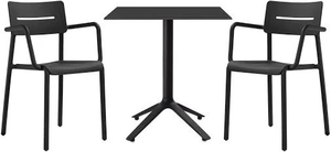 Ensemble de table et chaises de salle à manger carrées modernes en plastique PP, durables et faciles à nettoyer, meubles de restaurant, ensemble de salle à manger pour terrasse de café en plein air - Product Image 6