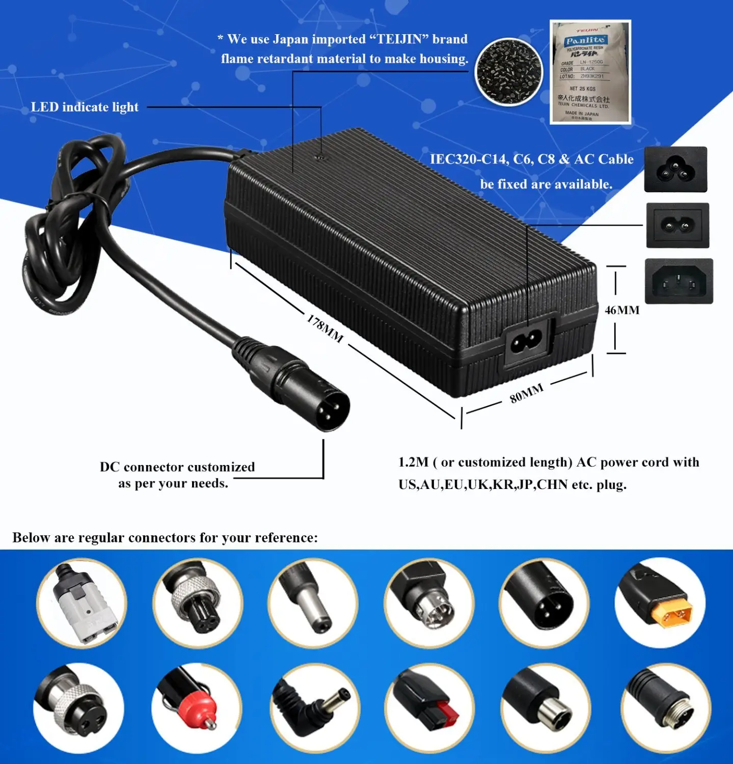 24V 36V 48V 72V 84V 2A 3A 4A Kunden spezifisches EBIKE Lithium Li-Ionen Lifepo4 E-Bike Elektroroller-Ladegerät