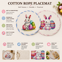 Set de table en corde de coton tressée Lapin de Pâques, fait main, tissé, résistant à la chaleur, antidérapant, réutilisable, écologique, personnalisable pour la salle à manger