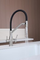 Robinet de cuisine moderne de luxe à double poignée avec cartouche céramique, purificateur d'eau en acier inoxydable 3-en-1 avec filtre, douchette extractible, pour usage hôtelier 5