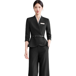 Women's Two Piece Business Suit Set Polyester Three Quarter Sleeve Anti Wrinkle Office Lady Spring Wear - Product Image 5