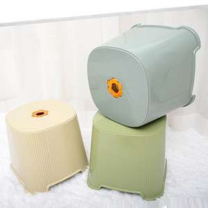 Hengfeng <b>Plastic</b> Bathroom <b>Stool</b> 275x275x235mm Modern Design For Home Use Light Green Smoky Gray Khaki Yellow - Product Image 1