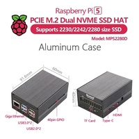 MPS2280D Raspberry Pi 5 HAT PCIe Dedicado con Doble NVME SSD, Compatible con Sistema de Arranque SSD, Placa de Desarrollo
