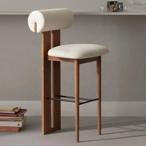 Style nordique moderne maison Restaurant meubles tissu rembourré dossier bois loisirs <span class=keywords><strong>Bar</strong></span> chaise luxe comptoir hauteur <span class=keywords><strong>Bar</strong></span> <span class=keywords><strong>tabouret</strong></span> - Product Image 3
