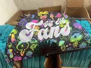 Personalized Large <b>Small</b> Big Woven Plastic Wooden Bamboo Fans Chinese Folding Custom Hand Fan for Wedding - Product Image 3