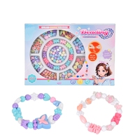 Kit de bijoux en perles de plastique DIY pour filles - Ensemble de fabrication de bracelets et de colliers en perles colorées, cadeau créatif papillon