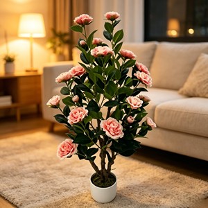 Artificial Camellia <b>Tree</b> Faux Camellia <b>Tree</b> Camellia <b>Tree</b> Potted - Product Image 4