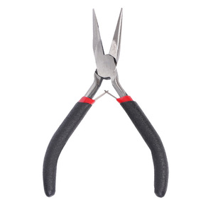 Red And Black Toothless Needle Nose Pliers 4.5 Inch Smooth Jaw Stainless Steel Mini Pliers Spring Loaded Style Pointed Beak - Product Image 3