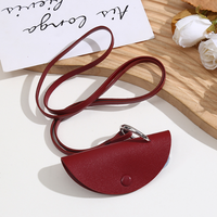 Semi-circulaire petit étui à clés pendentif chaîne de cou décontracté faux cuir porte-clés collier Portable cou ornement pendentif