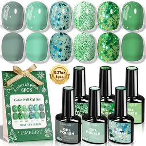 ชุดทำเล็บเจลยูวี/แอลอีดี 6 สี ขนาด 15 มล. พร้อมตัวอย่างสีม่วงพีชประกายเพชรฟรี - Product Image 6