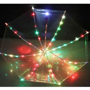 Flashing Light Cool Children 38" Arc POE/ PVC clear Solar <b>Umbrella</b> with Light - Product Image 2