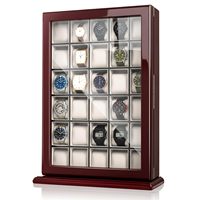 Vitrine murale en bois massif à 30 emplacements pour montres, avec finition piano, verrouillable, et porte en acrylique, pour le rangement des collectionneurs de montres
