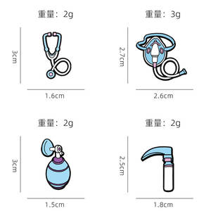 Medizinische Brosche: Gesundheitsversorgungsmittel, Stethoskop, Atemmaske, Metallabzeichen, Dekorative Artikel, Soft-Emaille-Anstecknadel - Product Image 3
