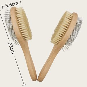 Cross-Border Solid Wood Handheld Beauty Comb Double-Sided <b>Brush</b> Portable <b>for</b> Pet Hair <b>Cleaning</b> Dog and Cat Hair Removal - Product Image 3
