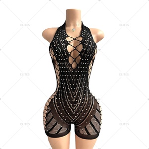 ELITES Vêtements de danse exotique en résille avec <span class=keywords><strong>strass</strong></span> Vêtements de scène en maille avec <span class=keywords><strong>strass</strong></span> Tenues de danse exotiques - Product Image 5