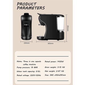 Cafetera 3 en 1 para Cápsulas de Café, Compatible con Nespresso y <span class=keywords><strong>Dolce</strong></span> <span class=keywords><strong>Gusto</strong></span>, para Hogar, Hotel u Oficina, 0.6L, 1450W - Product Image 6