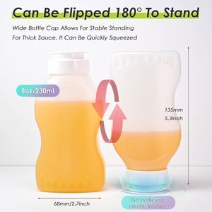 Wholesale Transparent Upside Down Convert Plastic Squeeze Bottle for Ketchup Honey Hot Sauce & Jelly with Flip Top Cap 373ml - Product Image 3