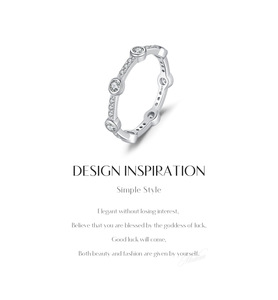 S925 <b>Silver</b> <b>Eternity</b> Band <b>Ring</b> With Round Diamond Bezel Setting Pave Detail Geometric Classic Unisex Engagement <b>Ring</b> - Product Image 5