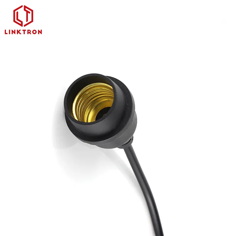 e27 Factory wholesale price outdoor waterproof E27 lamp holder screw socket black cable for Holiday decoration application