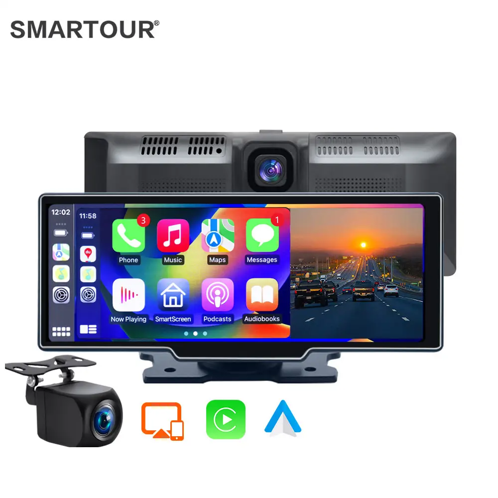 SMARTOUR 10.26" Car Mirror Video Recording Wireless Carplay Monitor Android Auto dashboard DVR Automotive Multimedia Player