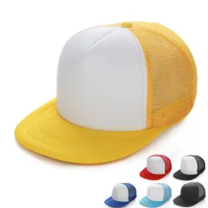 Flat Bill Großhandel Hüte benutzer definierte Trucker Cap 5 Panel Snapback Hut Mesh