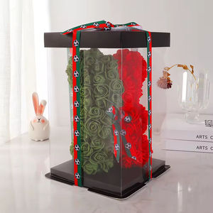 Oso de Rosas Artificiales con Diseño de Bandera Nacional, Oso de Peluche de Rosas Eternas con Caja de Regalo para Aficionados al Fútbol y Regalos Navideños - Product Image 3
