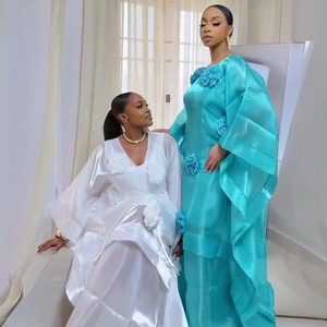 Ensemble de robe boubou <span class=keywords><strong>africaine</strong></span> pour femmes, style <span class=keywords><strong>moderne</strong></span>, deux pièces, avec foulard - Product Image 2