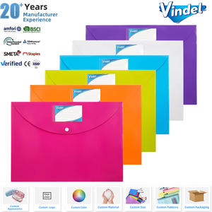 Porte-documents A4 en plastique transparent, couleurs macaron, en PP, avec fermeture à bouton-pression - Product Image 1