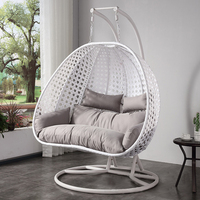 Fauteuil Cocon Suspendu Moderne en Rotin avec Support, Balançoire de Patio, Chaise Hamac Balancelle, Meuble d'Extérieur pour Balcon, Cour et Jardin