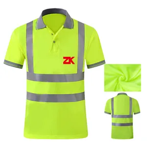 Kaliteli yüksek görünürlük kısa kollu güvenlik Hi Vis yansıtıcı T gömlek iş Polo GÖMLEK