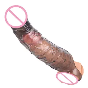 재사용 가능한 페니스 슬리브 익스텐더 현실적인 진동 페니스 콘돔 확장 남성 수탉 확대기 콘돔 섹스 토이