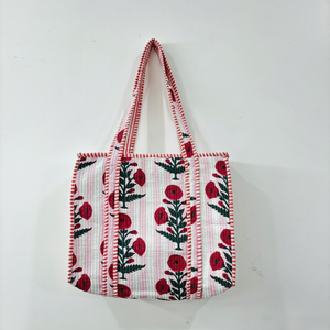 Bolsas de Almacenamiento Acolchadas de Algodón con Estampado a Mano, Diseño Tradicional Indio, Estilo Campestre Francés, Duraderas, Ligeras, para Viaje - Product Image 4